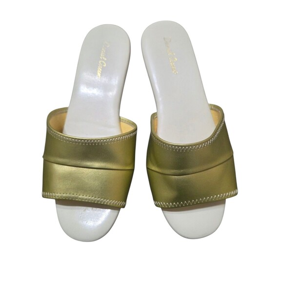Daniel Green Dormie Slippers Womens 8W Gold Metallic Wedge Mule House Shoes Glam - Picture 8 of 11